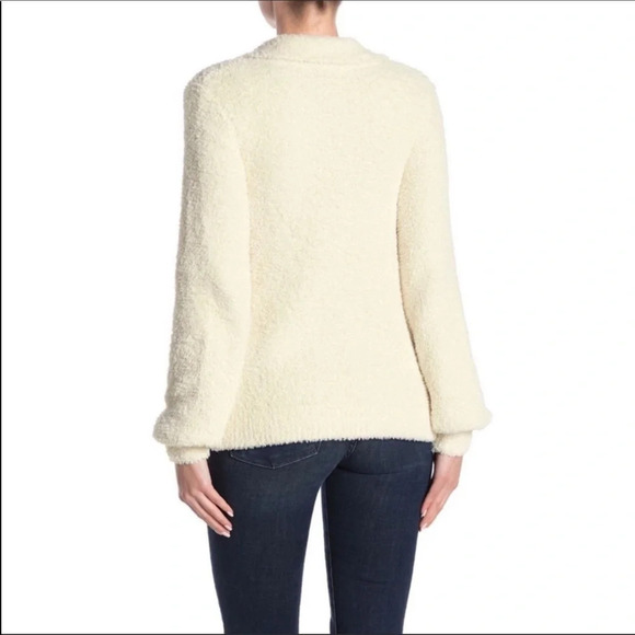 Susina Teddy Fleece Knit Cardigan Sweater Ivory S - Picture 2 of 8